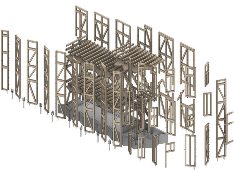 exploded axonometric diagram, image © VUILD